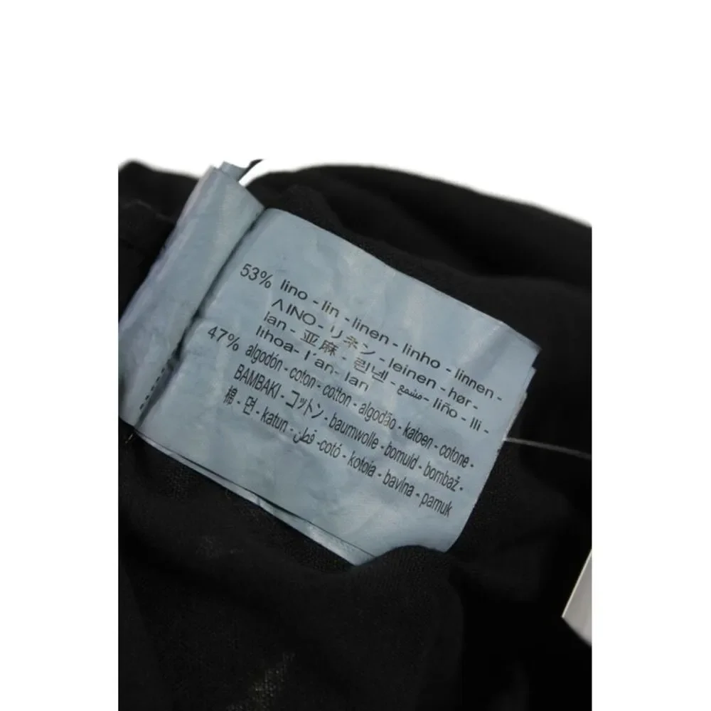 Zara Mens Linen Long Sleeves Button Down Shirt Black Size Large